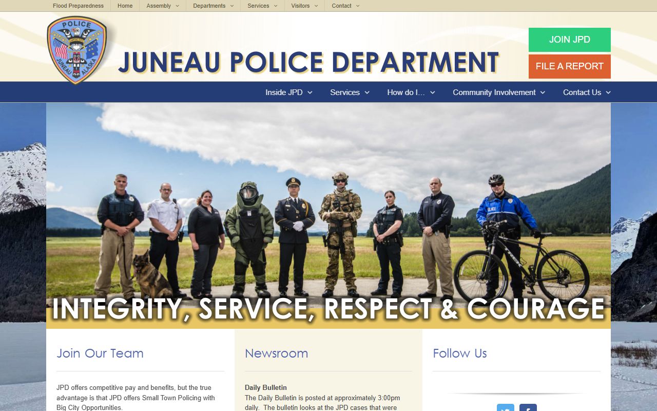 Juneau Police Department 24 Hour Booking page