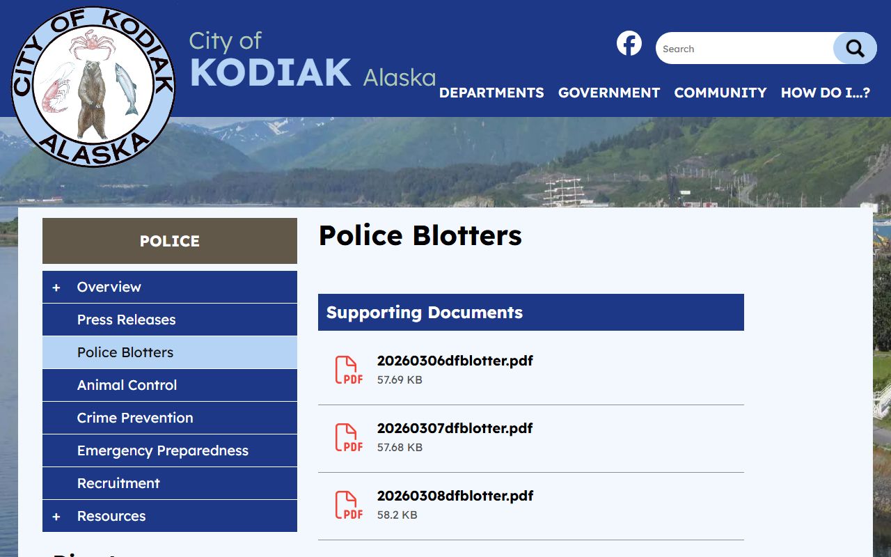 Kodiak Police Blotter recent arrests log