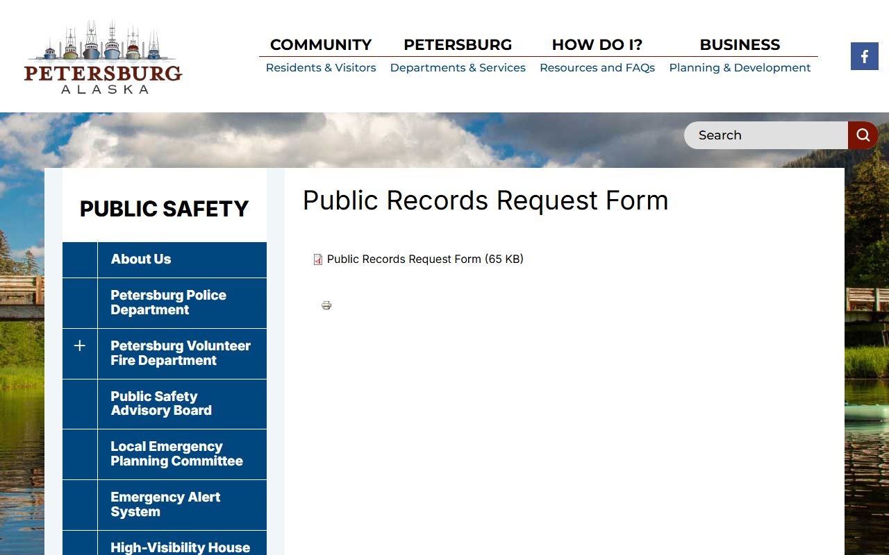 Petersburg Borough 24 Hour Booking records request form