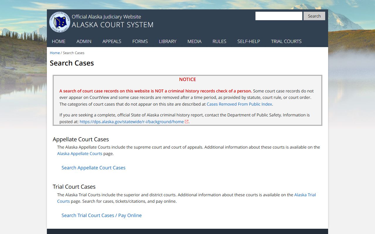 Alaska CourtView 24 Hour Booking case search portal
