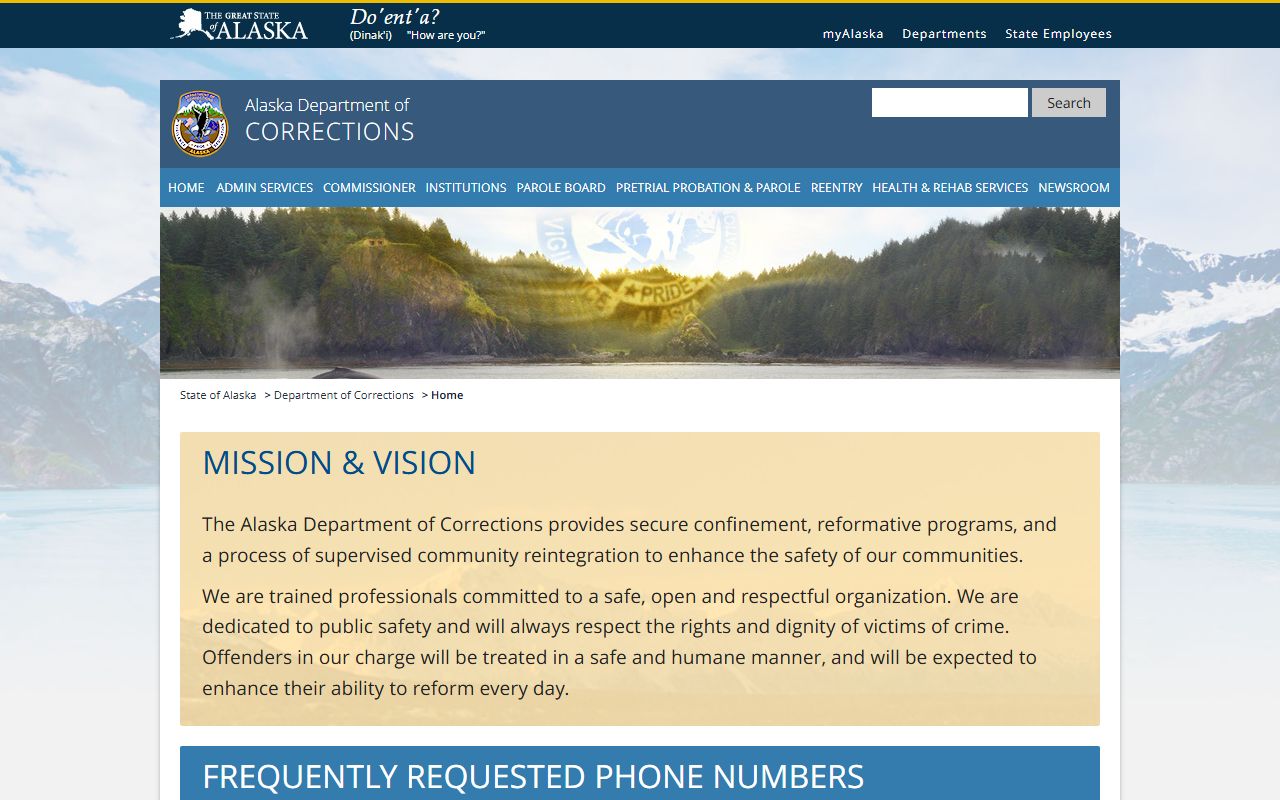 Alaska Department of Corrections 24 Hour Booking facilities