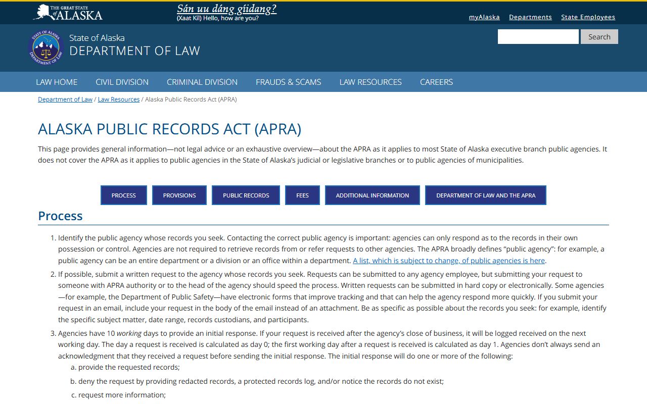 Alaska Public Records Act guide for Anchorage 24 Hour Booking